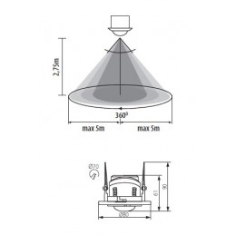 Détecteur de mouvement plafond MERGE ADJ kanlux 23451