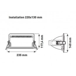 Downlight LED VITRO rectangulaire 45W orientable LITED DWR-45