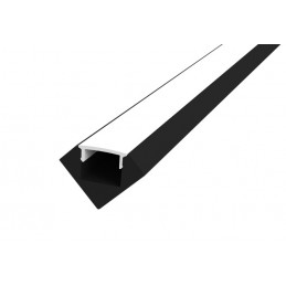 Profilé aluminium d'angle 2M avec diffuseur dépoli et kit de finition Noir