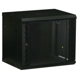 Coffret réseau 19" 9U P400 Confort Noir porte AV vitrée Flatpack
