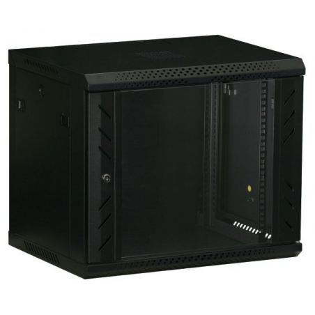 Coffret réseau 19" 9U P400 Confort Noir porte AV vitrée Flatpack