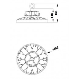 Suspension industrielle LED SOLEM 70W Ø265mm 4000K 12600Lm 90°