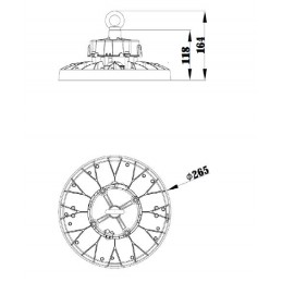 Suspension industrielle LED SOLEM 89W Ø265mm 4000K 17000Lm 90°