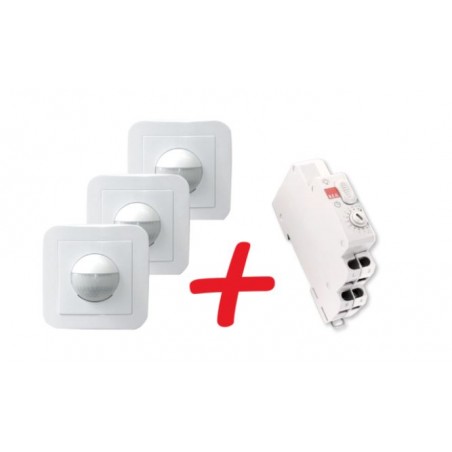 Kit SCT1 + 3 encastrés murals 180-SC 2 fils avec cadre Blanc