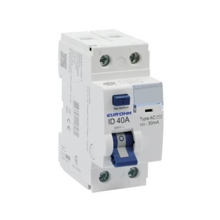 Interrupteur différentiel 40A Type AC connexions haut/bas