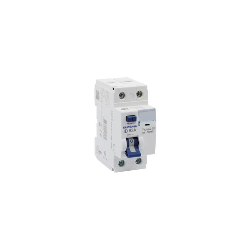 Interrupteur différentiel 63A Type AC connexions haut/bas