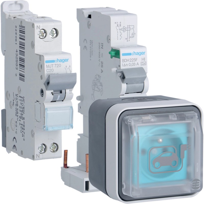 Prise WITTY 2P+T 3,7Kw saillie IP55 + protection