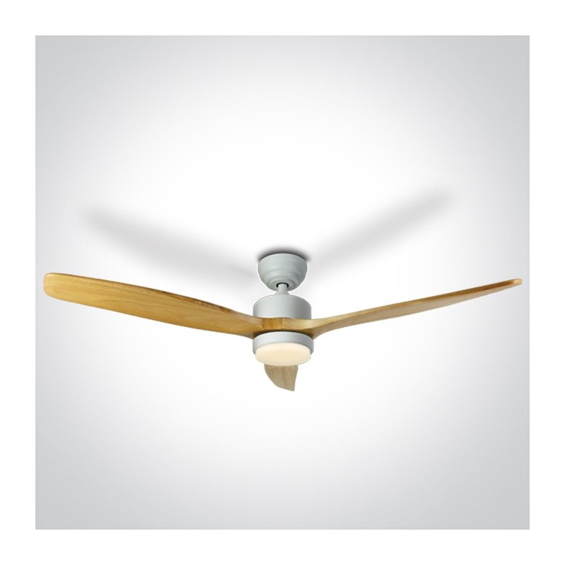 Ventilateur sur tige Blanc/Bois clair 35W CCT IP20 230V Ø132cm